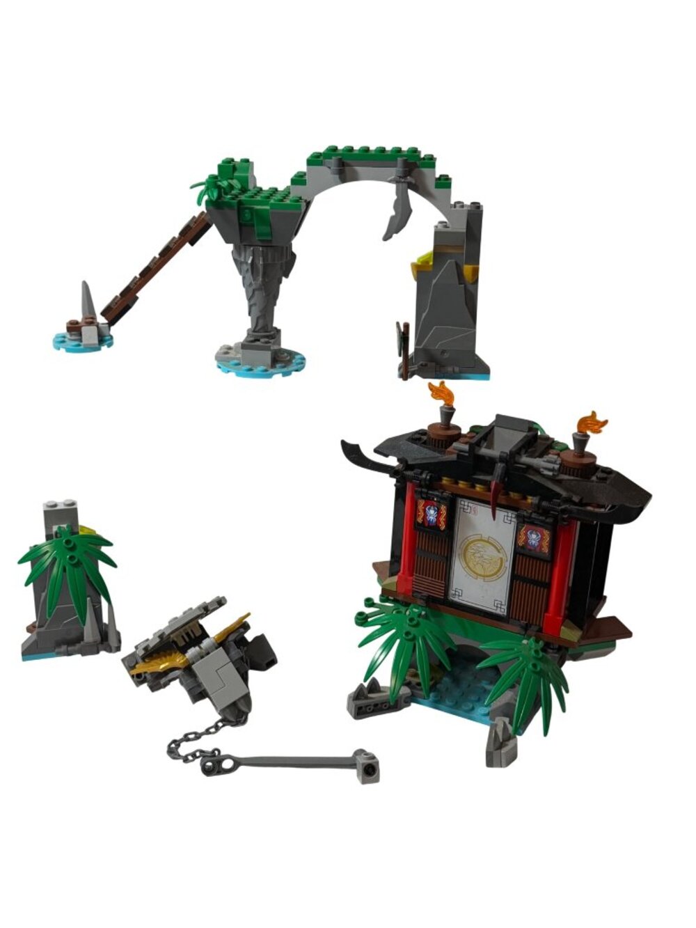 Retired Lego Ninjago Jungle Dragon Playset Bridge & Temple Building INCOMPLETE
